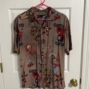 Lost Brand Lightweight Buttondown Born To Lose Graphic Shirt